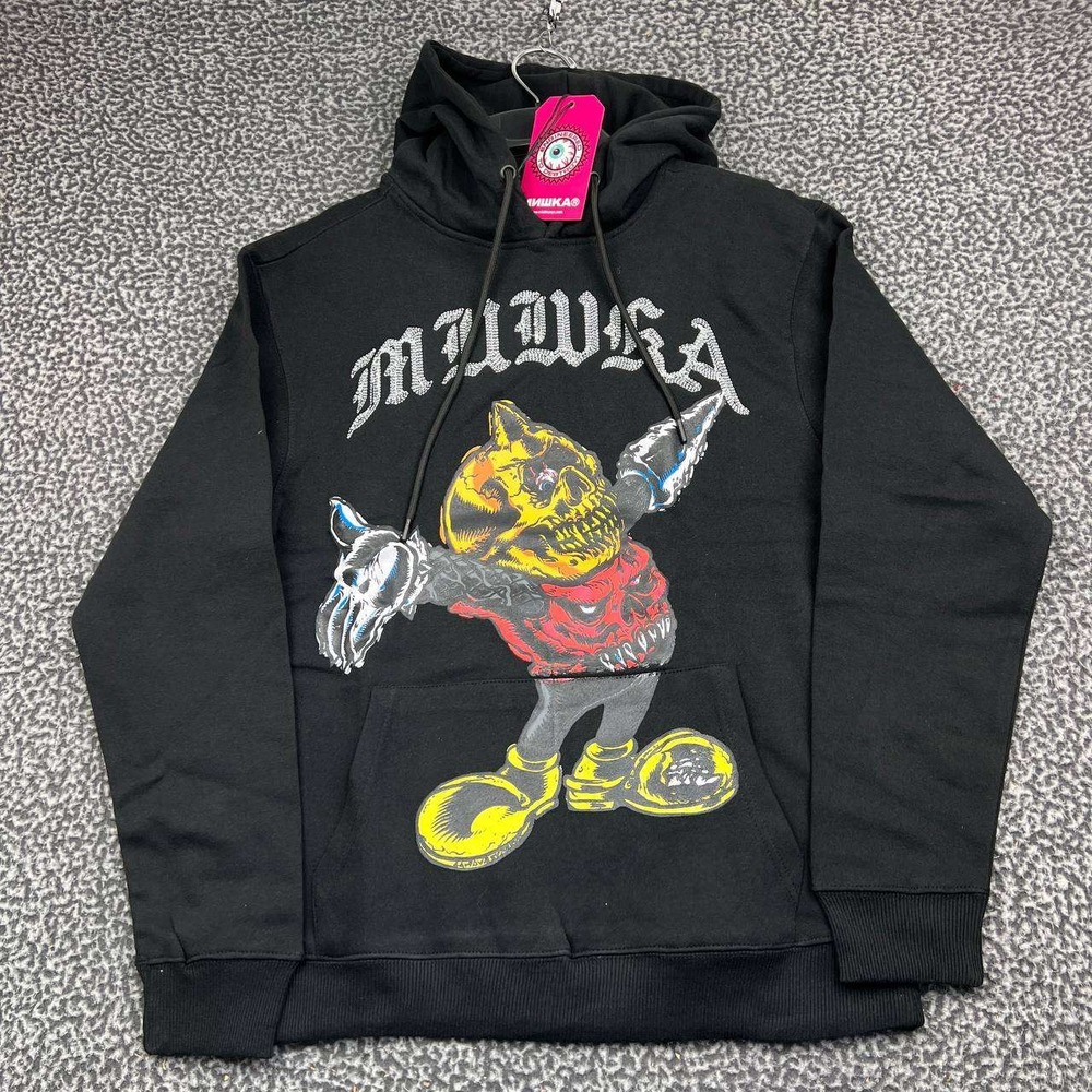 Mishka NYC Keep Watch Skull Graphic Hoodie Men Medium Black Long Sleeve New M